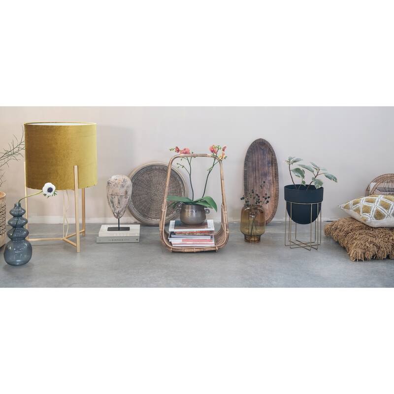 Metal Planters with Gold Finish Stands, Set of 2