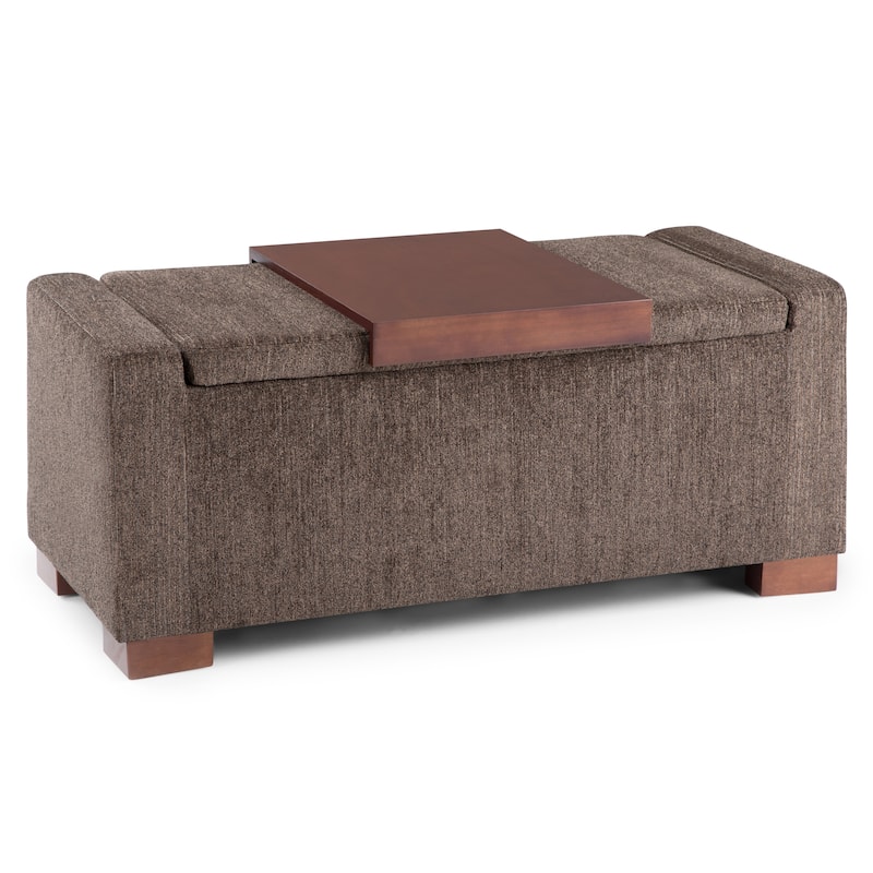 WYNDENHALL Crosby 42 inch Wide Transitional Rectangle Storage Ottoman in Deep Umber Brown Polyester Fabric