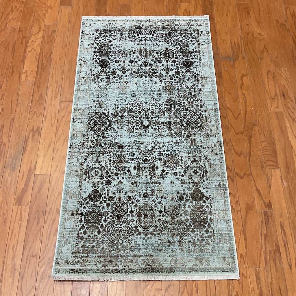 HERAT ORIENTAL Turkish Modern Erased Design Wool & Silk Rug - 2'7" x 4'11"