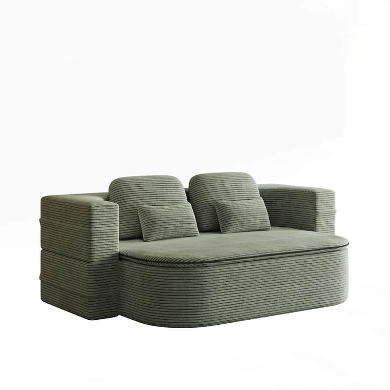 Folding Mattress Sofa with Fixed Shape Frame Convertible Sleeper Foam Sofa Bed with Blanket
