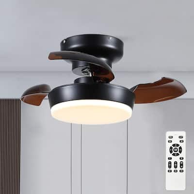 24" Flush Mount Ceiling Fan with Light and Remote,Retractable Blades,Small Fan Light for Bedroom,Closet,Bathroom - 24 Inches