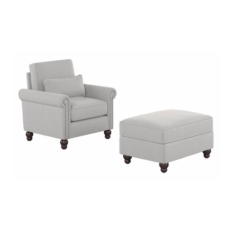 Bush Furniture Coventry Living Room Accent Chair with Ottoman Set