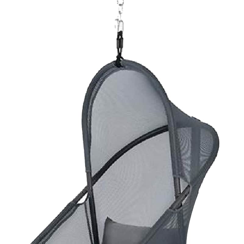 Cery Outdoor Hanging Swing Chair, Cushioned Dark Gray Mesh