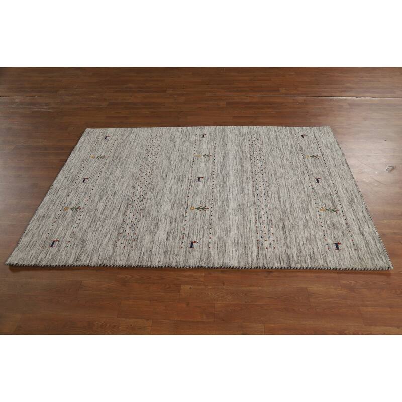 Hand Knotted Oriental 100% Wool Carpet Tribal Animal Pictorial Beige & Ivories Gabbeh Area Rug - 6' 0'' X 4' 1''