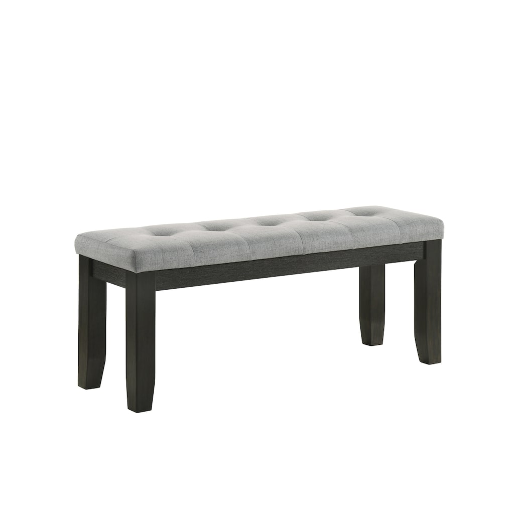1Pc Contemporary Style Bench Gray Fabric Upholstery Tufted Tapered Wood Legs Bedroom