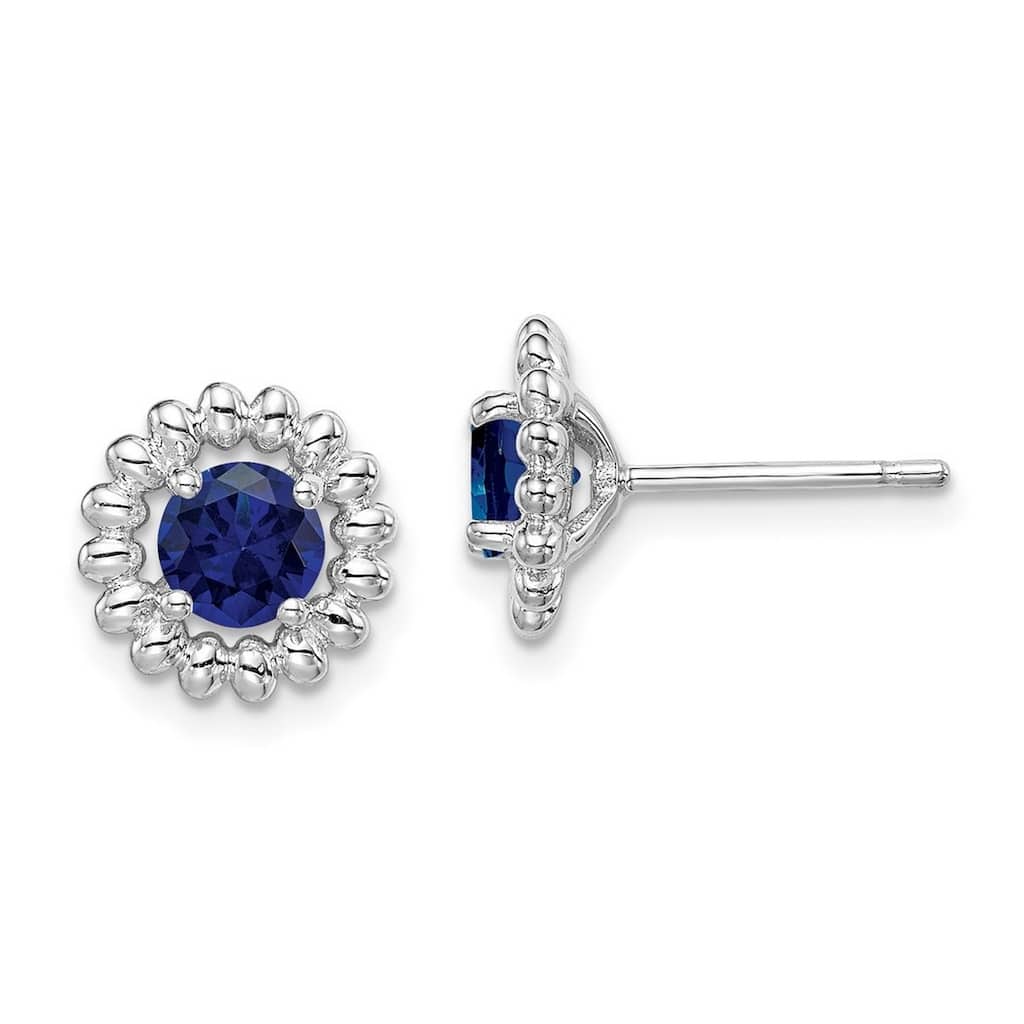 Curata 925 Sterling Silver 10mm Created Sapphire Earrings