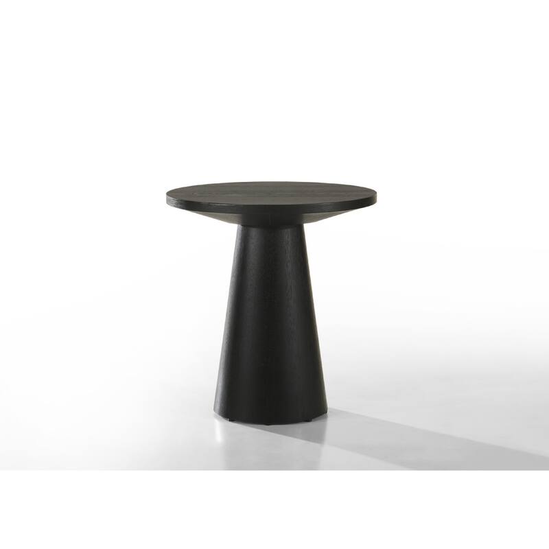 Bili 3pc Round Coffee, End and Console Table Set, Ebony Black Wood
