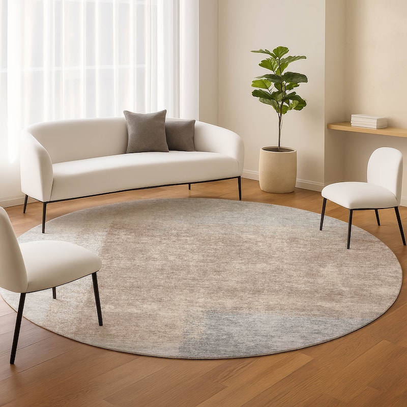Machine Washable Indoor/ Outdoor Solid Contemporary Chantille Rug