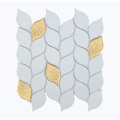 Thassos White Marble And Gold Glass Mosaic Wall Tiles - Case (10 Sheets)