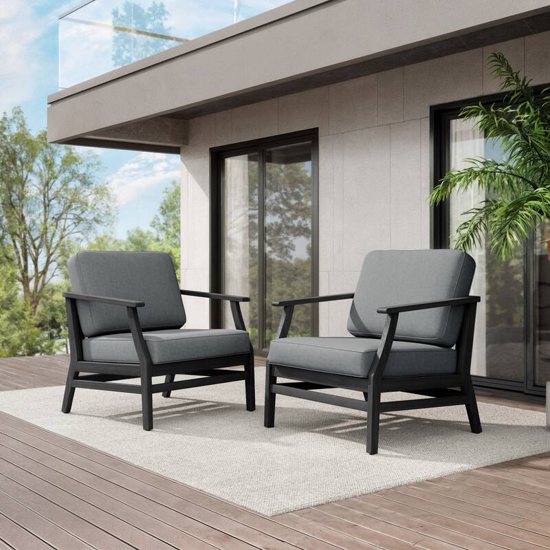 Teak Outdoor Patio Club Chairs Loveseat with Cushions