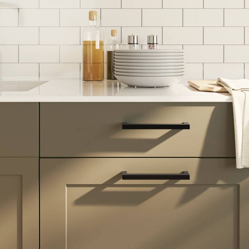 vidaXL Cabinet Handles Kitchen Lockable Door Cupboard Handle Stainless Steel - Black (1)