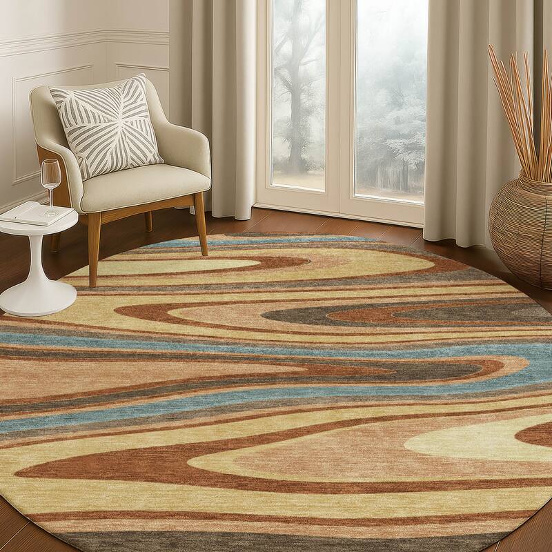 Machine Washable Indoor/ Outdoor Abstract Busey Chantille Rug