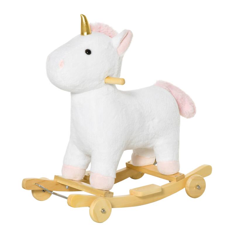 Dual-Function Unicorn Rocking Horse with Interactive Sounds, Soft Plush Body, and Safe Design for Kids 3-6 Years Old