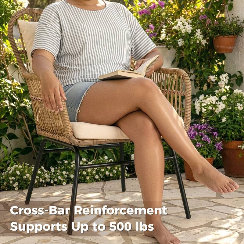 FINCATI 7-piece PE Wicker Outdoor Patio Furniture Set with Papasan Rocking Chair and Cushion