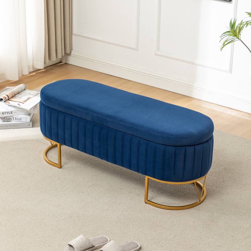 Velvet Storage Bench for Bedroom