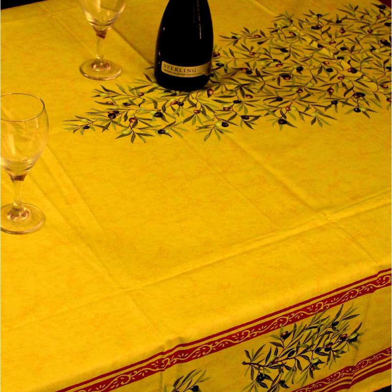 Wipeable Spill Resistant Provencal Cotton Cannes Collection Tablecloth