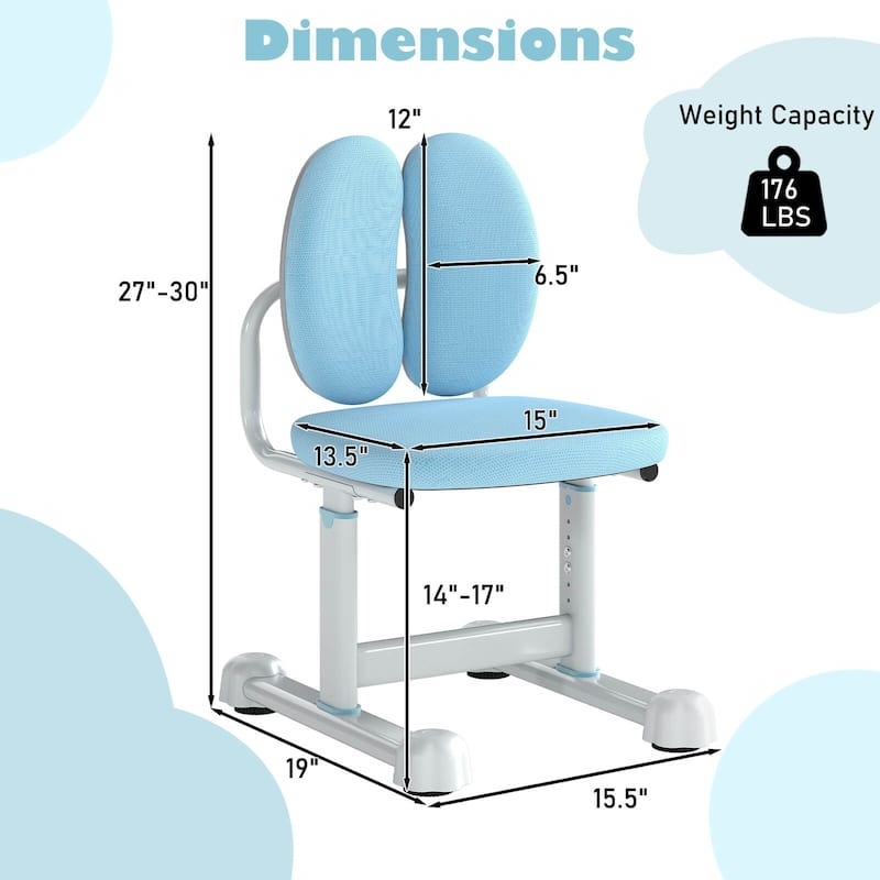Costway Kids Desk Chair with Double Back Support Adjustable Height - See Details