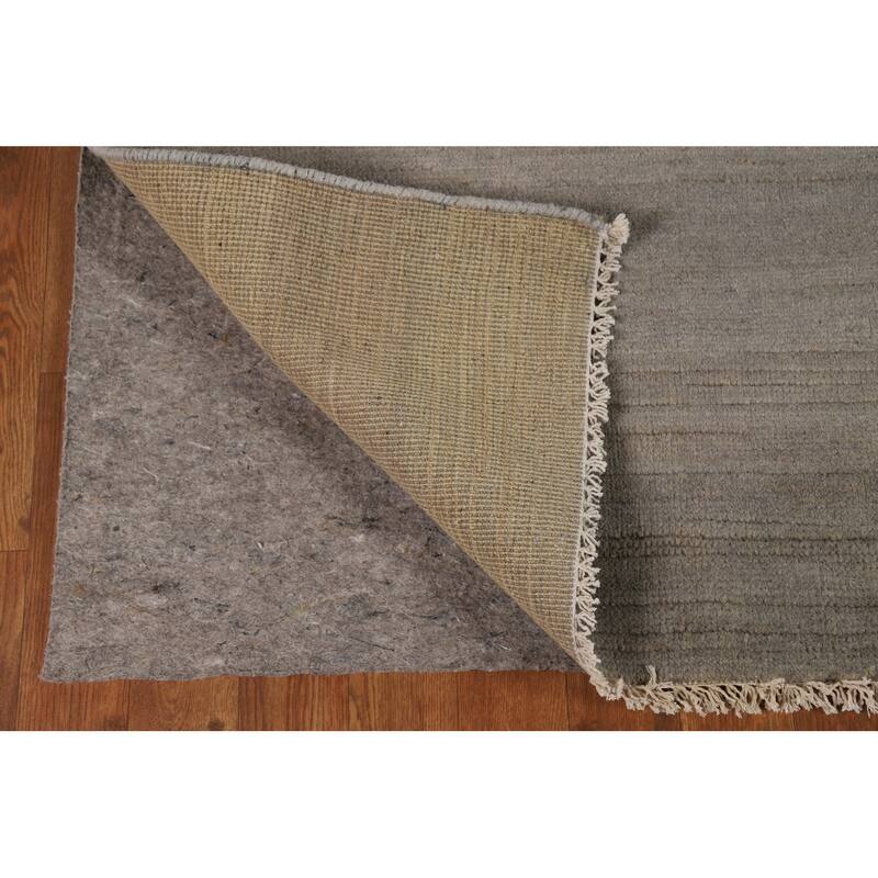 Modern Gabbeh Oriental Rug Handmade Grey Wool Carpet - 4'10"x 6'10"