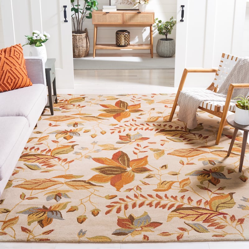 SAFAVIEH Handmade Blossom Gerga Modern Floral Wool Rug - 5' x 8' - Beige/Multi