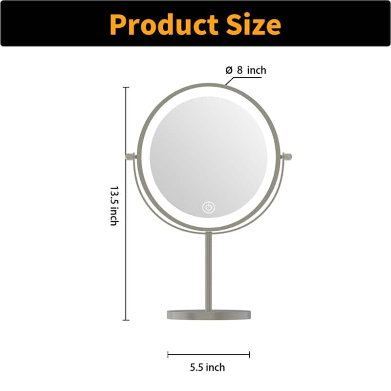 1X/10X 360 Rotation Makeup Mirror w/ Lights and 3 Color Lighting Dimmable