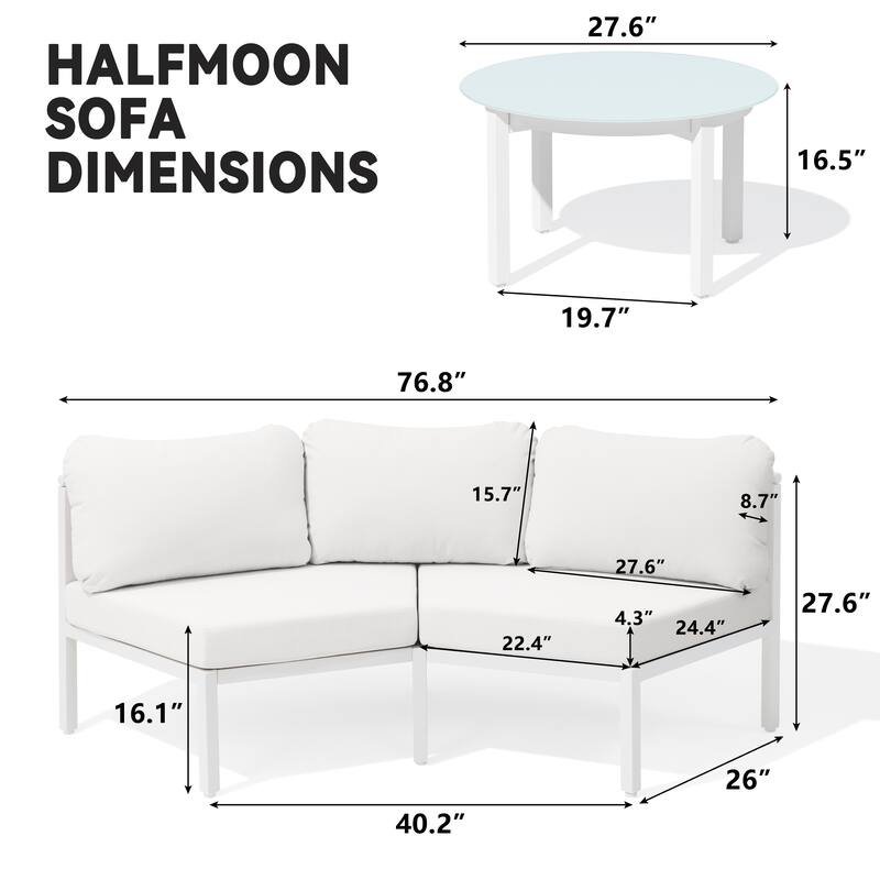 Outdoor Half Moon Curved Sofa Rattan Sectional Sofa Patio Outdoor Conversation Sets