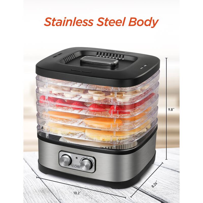 COMMERCIAL CHEF Food Dehydrator – Stainless / Black
