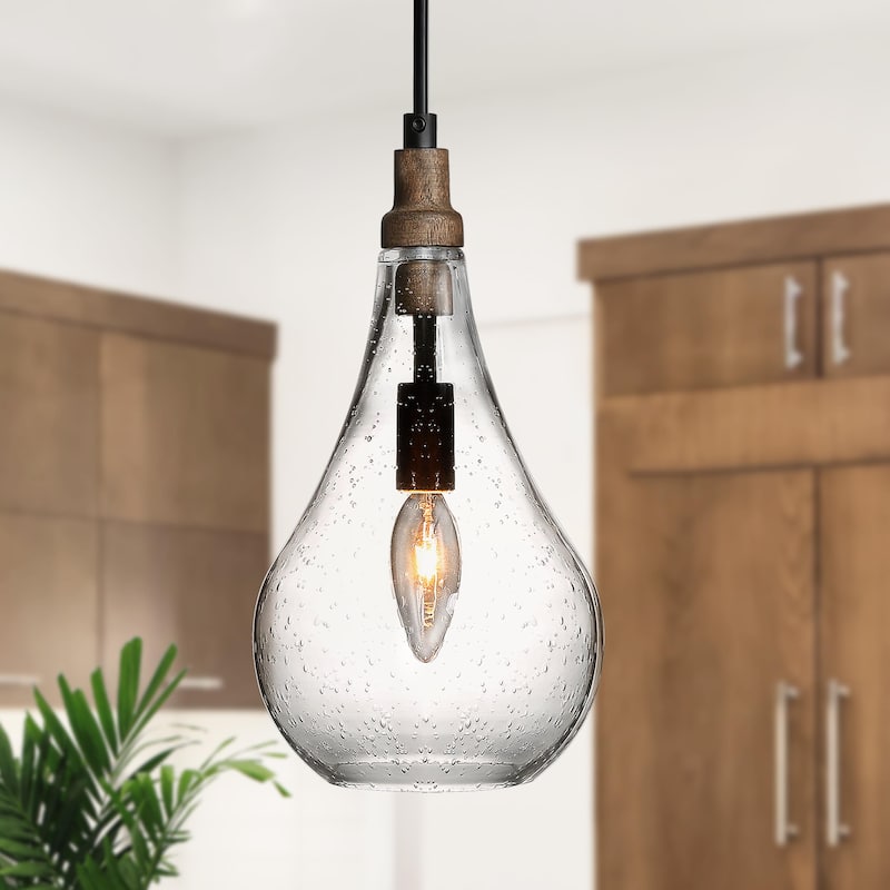 Marro Modern Farmhouse Mini Pendant Seeded Glass Teardrop Islands Lights Kitchen Dining Room