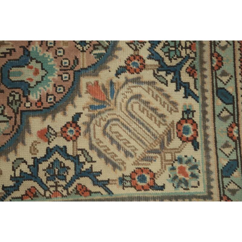 Hand Knotted Oriental 100% Wool Carpet Traditional Floral Pink Tabriz Area Rug - 6' 6'' X 4' 10''