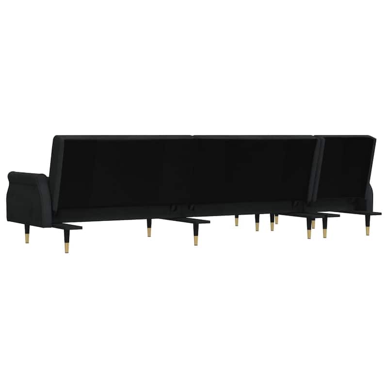 vidaXL L-shaped Sofa Bed Black/Dark Gray 106.7"x55.1"x27.6" Velvet - 106.7" x 55.1" x 27.6"