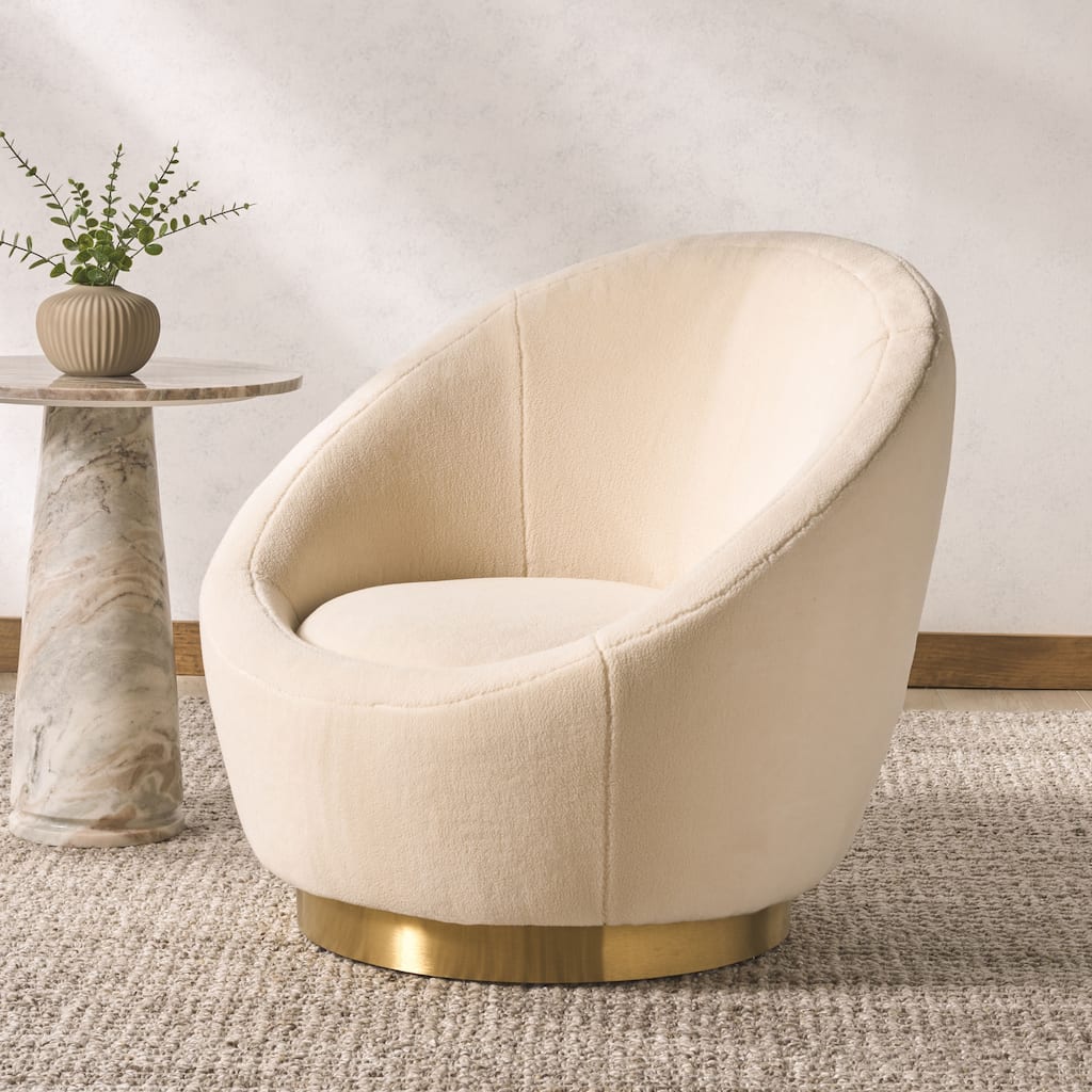 SAFAVIEH Couture Aase Swivel Chair - 32" W x 32" L x 31.7" H - 32"W x 32"D x 32"H