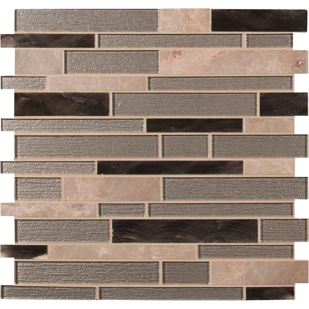 Ackland AKM-SGM-12X12ILX-CA 12" x 12" Glass and Metal and Stone Linear