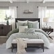 preview thumbnail 13 of 58, Madison Park Signature Essence Oversized Cotton Clipped Jacquard Comforter Set with Euro Shams and Throw Pillows Green - King