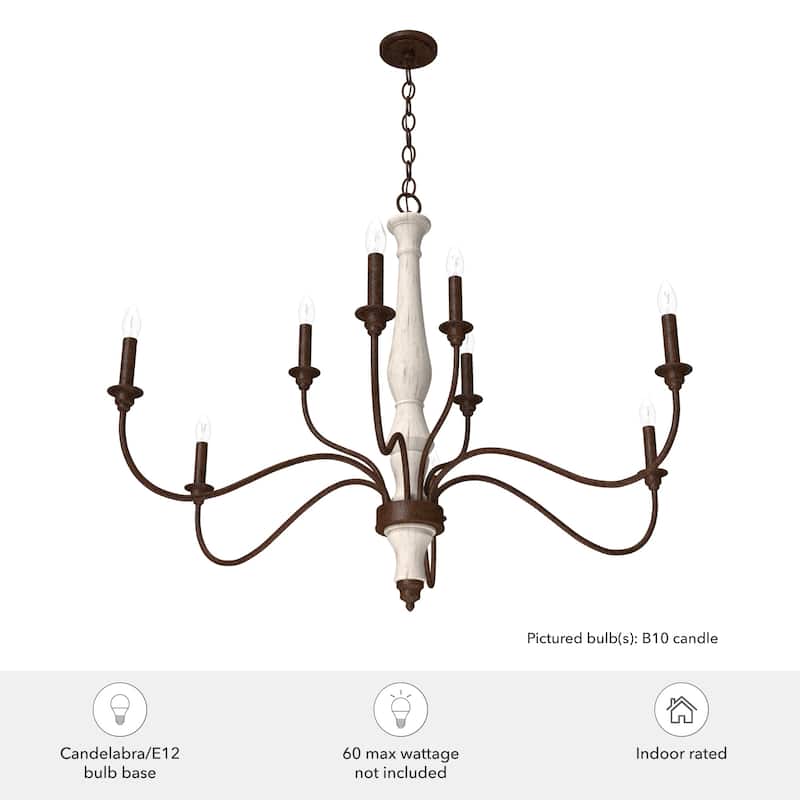 Hunter Teren 9-Light 2-Tier Chandelier - Dining Room, Living Room - Candle, Farmhouse, Vintage, French Country