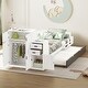 preview thumbnail 2 of 44, Twin Size Wood Platform Bed with Side Bookshelf and Trundle Bed, Multifunctional Kids Bed Frame with Movable Wardrobe