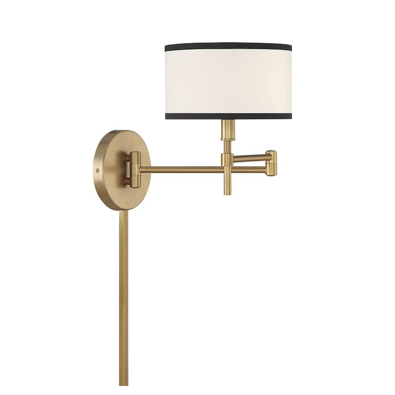 Meridian M90082 11" Tall Hardwired or Plug-In Wall Sconce - Natural Brass