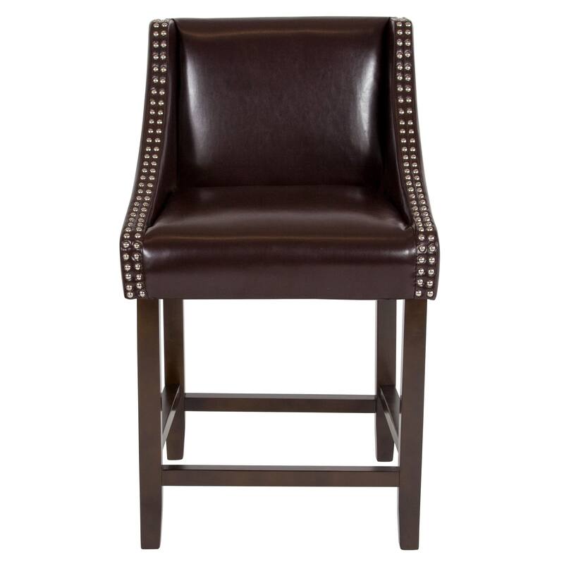 24-inch Transitional Curved Walnut Counter Height Stools (Set of 2) - 20"W x 22"D x 36"H