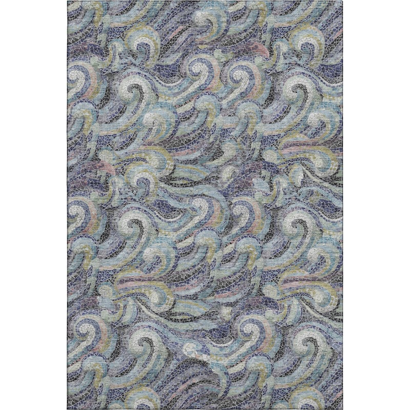 Premium Washable Super Soft Contemporary Mosaic Wave Mayfield Rug