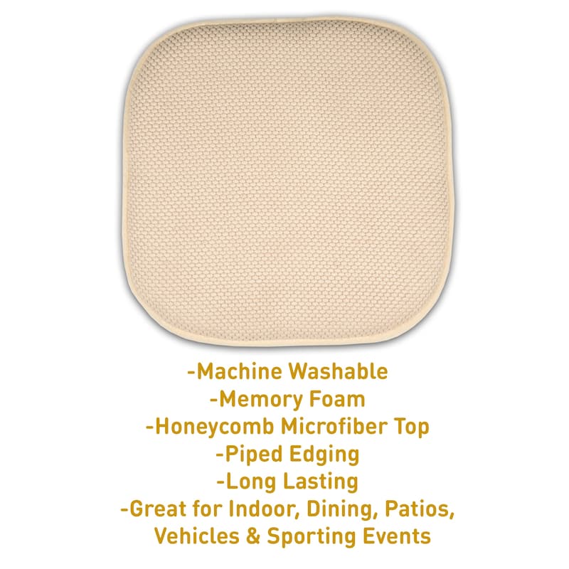 16-in. Square Non-slip Memory Foam Seat Cushions (2 OR 4) - 16 X 16