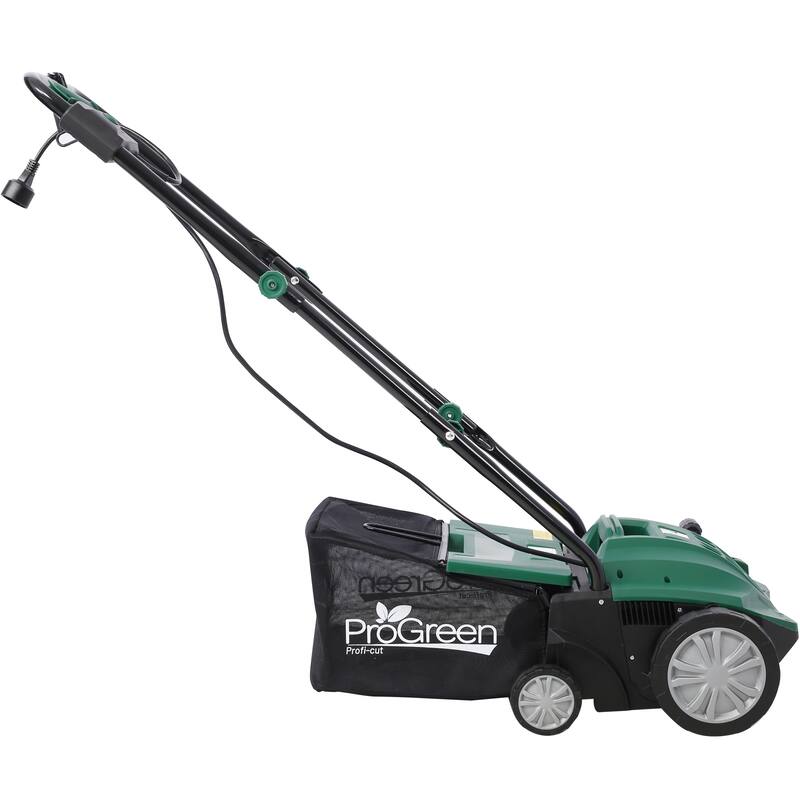 Garden Scarifier, 2-in-1 13INCH Dethatcher 12 Amp Electric Lawn ,Removable Collection Bag extra large 31.7QT - Green
