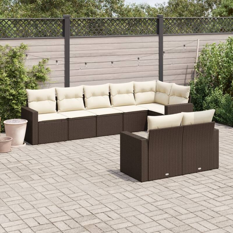 vidaXL Garden Sofa Set Brown and Cream White - 24.4 x 25.8 x 27.2