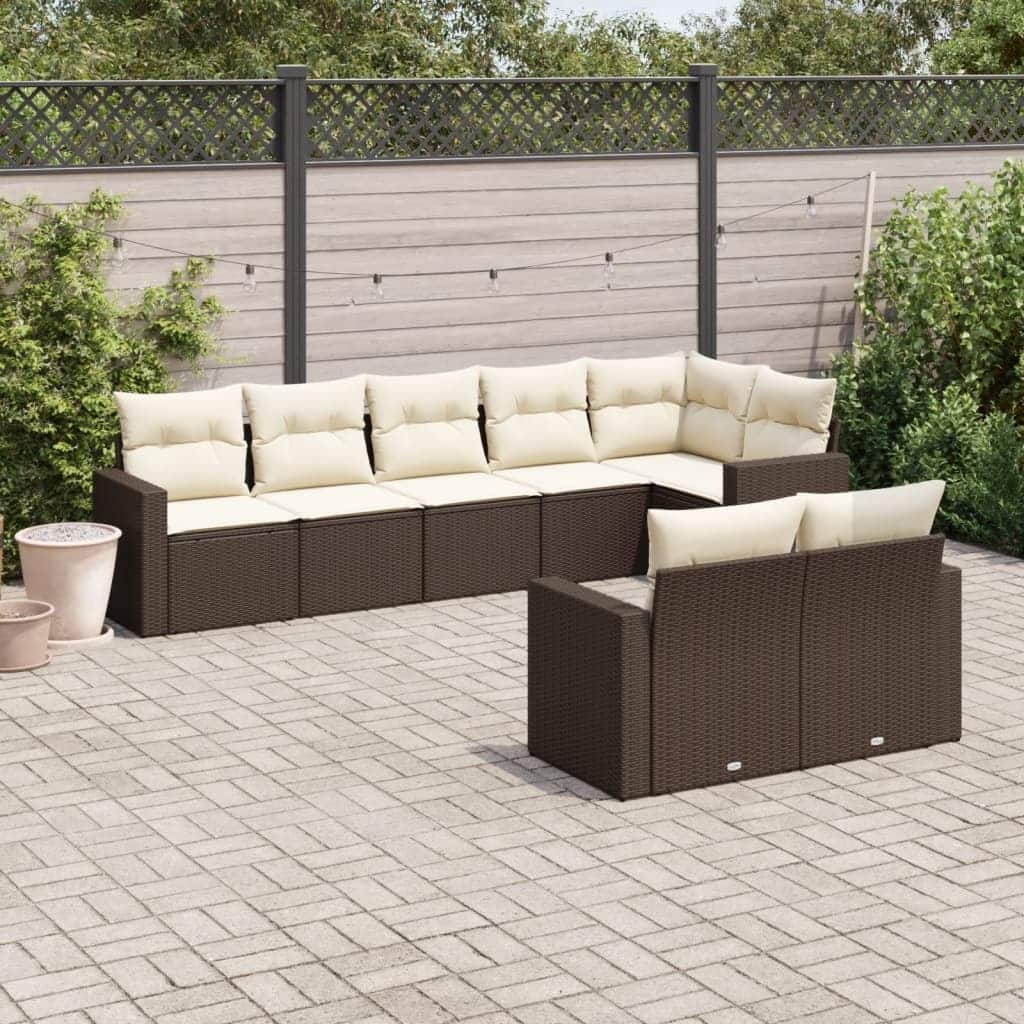 vidaXL Garden Sofa Set Brown and Cream White - 24.4 x 25.8 x 27.2