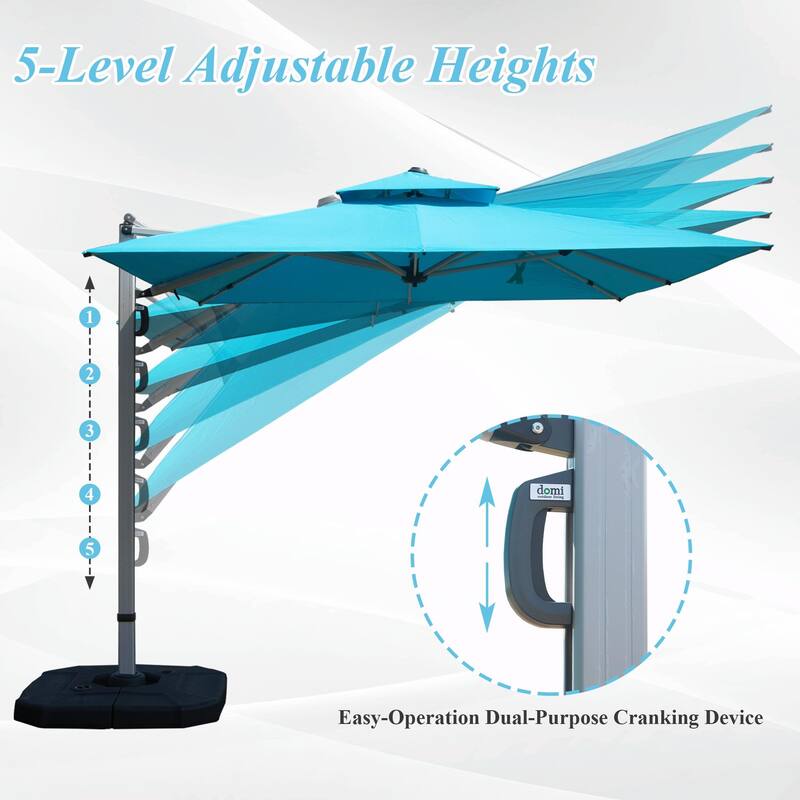 Aluminum Patio Umbrella - 360° Rotation, Hydraulic Lift