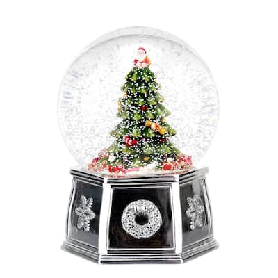 Spode Christmas Tree Musical Tree Snow Globe - 5.5" D x 6.5" H