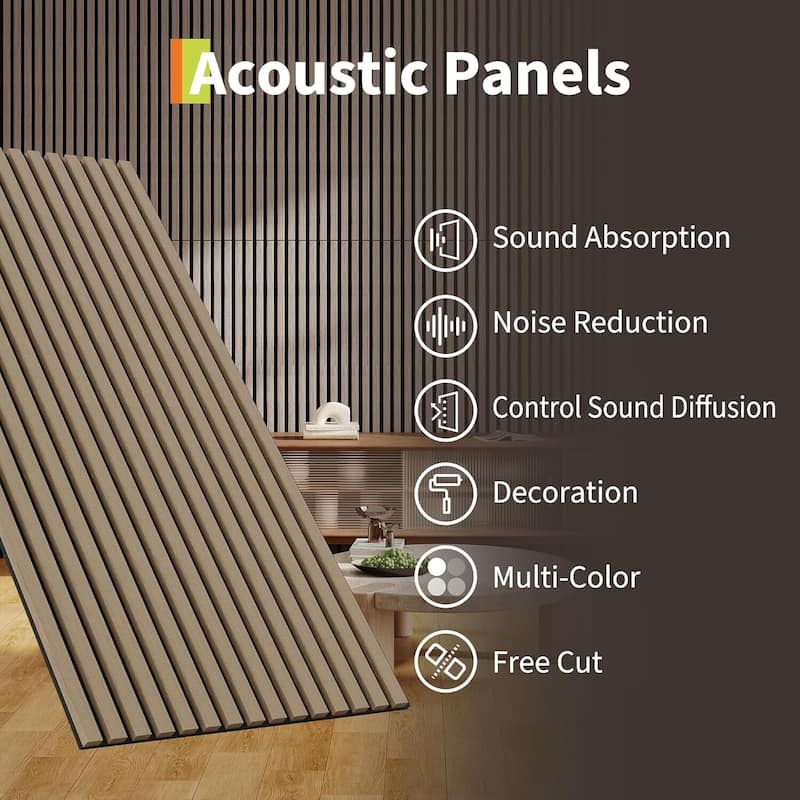47.2" x 23.6" 3D Fluted Wood Slat Acoustic Soundproof Wall Panels for Noise Reduction