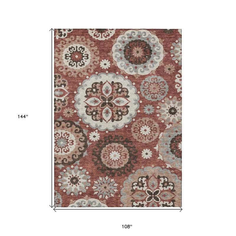 HomeRoots Floral Medallion Transitional Rectangle Outdoor Rug