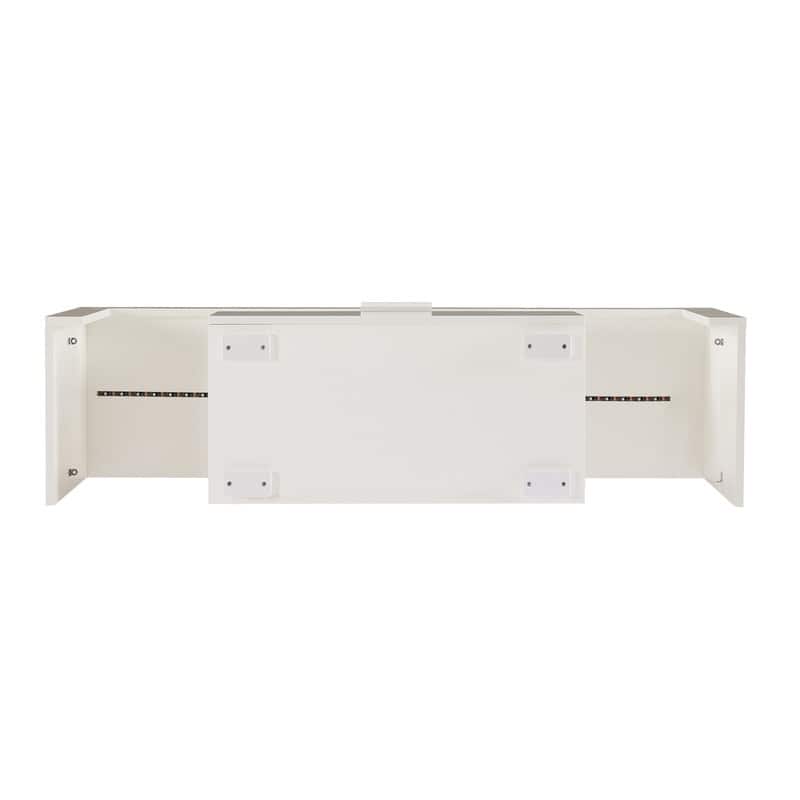 Modern TV Stand with RGB LED Lights & Remote, Tempered Glass Shelves