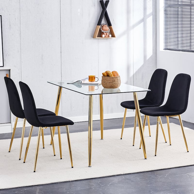 Modern Mid-Century Upholstered Accent Dining Side Chairs with Metal Legs