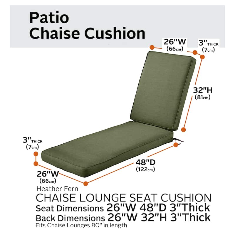 Classic Accessories Montlake Water-resistant Patio Chaise Lounge Cushion