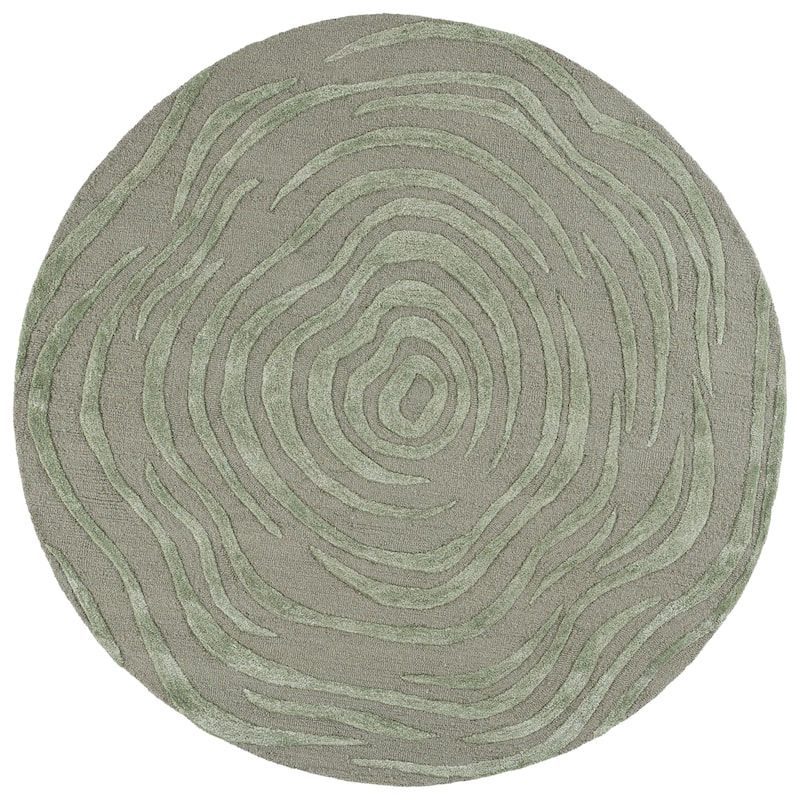 SAFAVIEH Handmade Glamour Oprica Contemporary Wool Rug - 6' Round - Sage Green