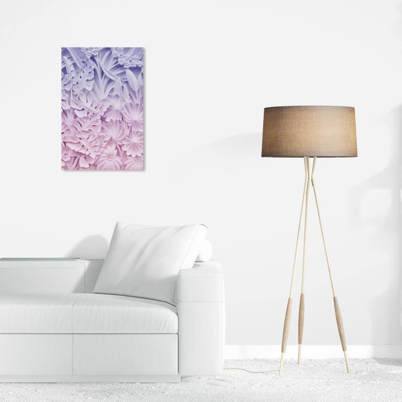 Wynwood Studio Canvas Floral and Botanical Clay Flowers and Leaves Purple and Light Purple Tropical Wall Art Canvas Print - 24 x 16